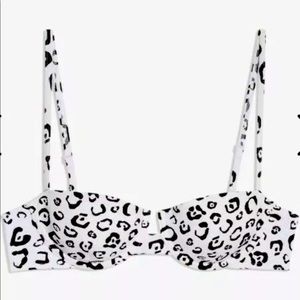 Onia Women's Dalia Pique Bikini Top Black and White Graphic Leopard - Medium NWT